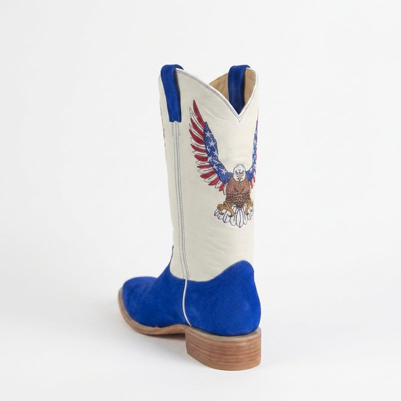 Load image into Gallery viewer, 1242 - RockinLeather Men's Blue Suede Leather Boot W/Eagle Embroidery
