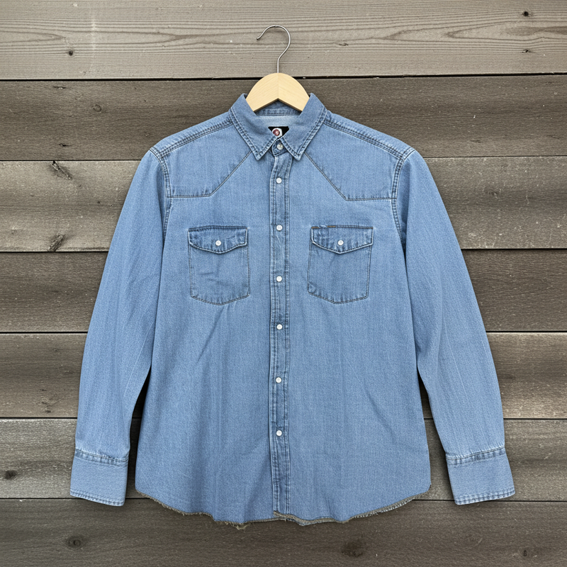Load image into Gallery viewer, RLLSMS01 - RockinLeather Men's 6.8 oz Light Denim LS Shirt
