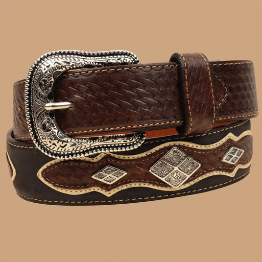 B1008 - RockinLeather Crazy Mocha Cowhide Leather Belt W/Basket Weave