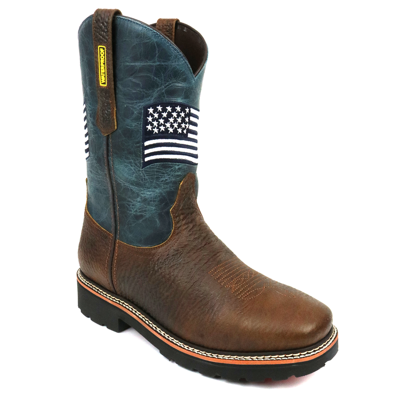 Load image into Gallery viewer, 5019 - RockinLeather Men's WATERPROOF American Flag Soft Toe Work Boots
