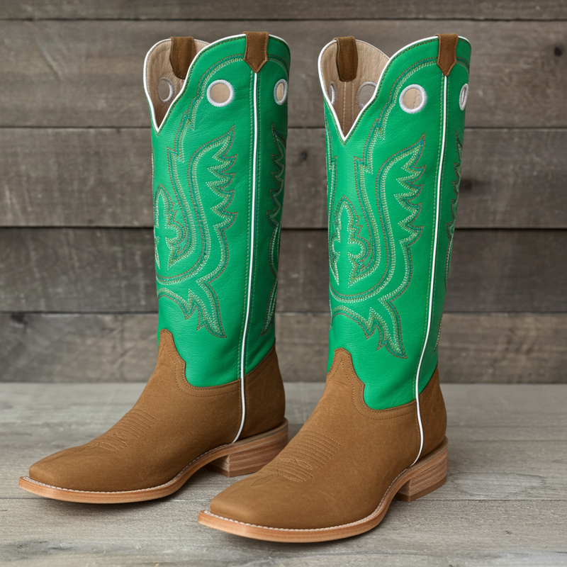 Load image into Gallery viewer, 1107 - RockinLeather Men's Buckaroo Green Shaft Western Boot

