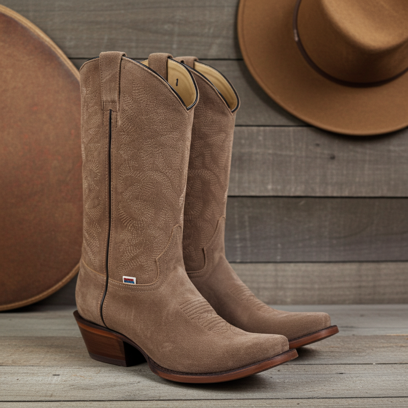 Load image into Gallery viewer, 1227 - RockinLeather Men's Tan Roughout Narrow Square Toe Western Boot
