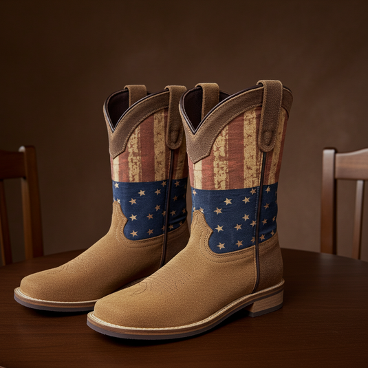 7000 C/Y - RockinLeather Children's Tan Roughout Flag Leather Boot