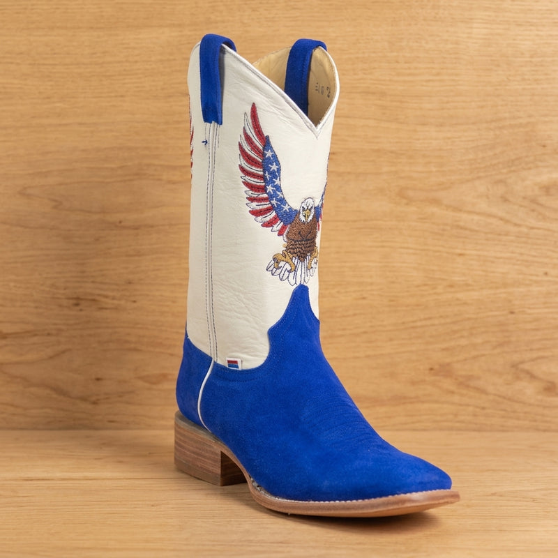 Load image into Gallery viewer, 1242 - RockinLeather Men's Blue Suede Leather Boot W/Eagle Embroidery
