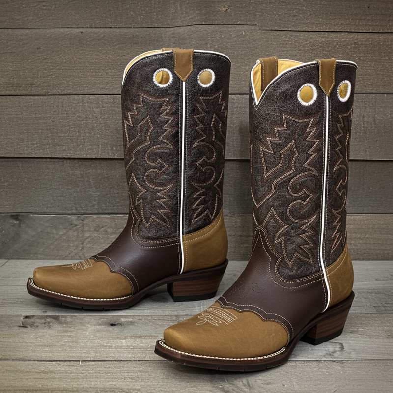 Load image into Gallery viewer, 1136 - RockinLeather Men's Distressed Brown Narrow Square Toe Western Boot With Overlay
