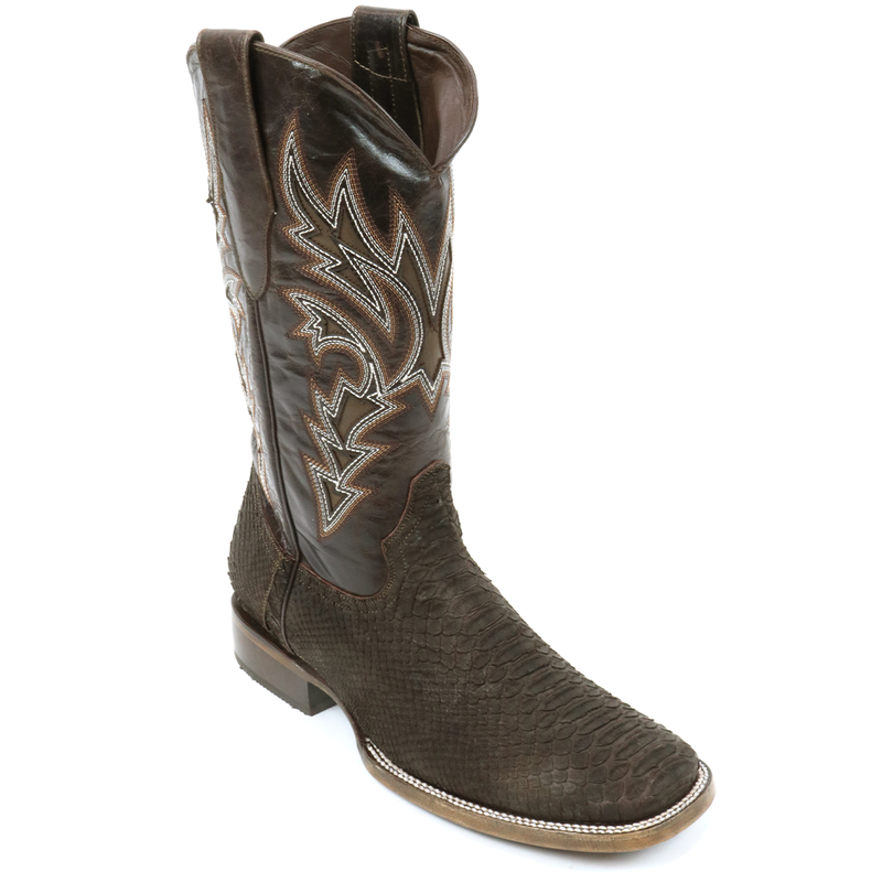Load image into Gallery viewer, 8002 - RockinLeather Men's Sanded Chocolate Python Square Toe Western Boot
