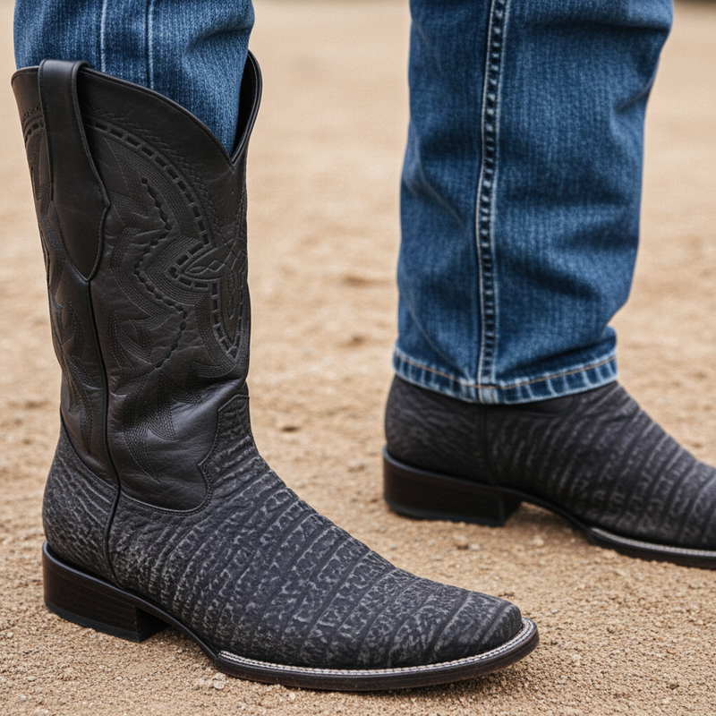 Load image into Gallery viewer, 8003 - RockinLeather Men's Distressed Black Genuine Sharkskin Boots
