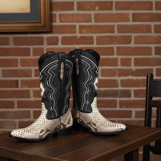 8004 - RockinLeather Men's Genuine Natural Python Boots