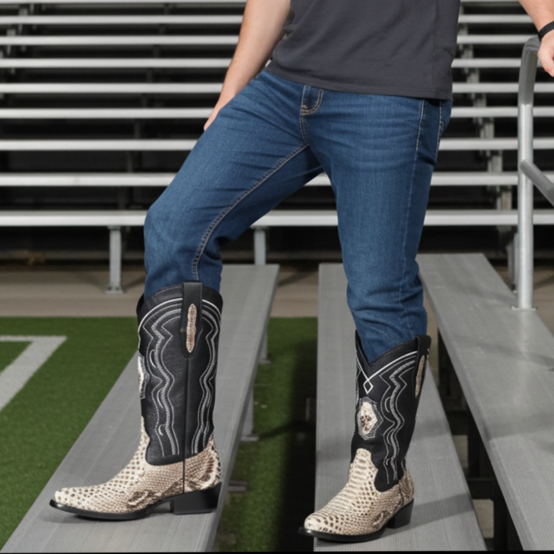 Load image into Gallery viewer, 8004 - RockinLeather Men's Genuine Natural Python Boots

