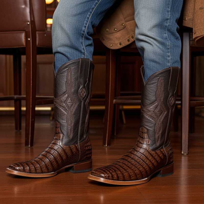 Load image into Gallery viewer, 8007 - RockinLeather Men's Infinity Caiman Square Toe Western Boot
