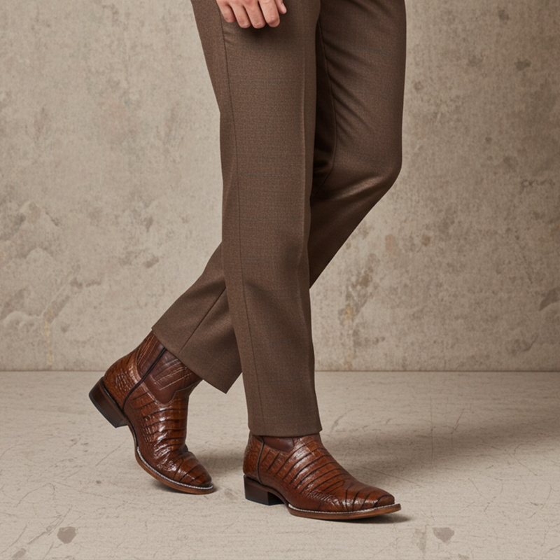 Load image into Gallery viewer, 8008 - RockinLeather Men's Sidney Caiman Square Toe Western Boot
