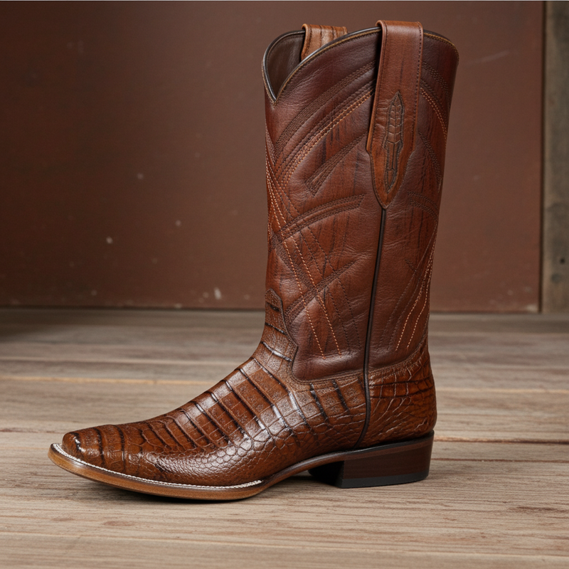 Load image into Gallery viewer, 8008 - RockinLeather Men's Sidney Caiman Square Toe Western Boot
