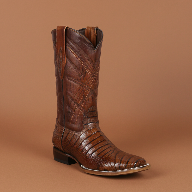Load image into Gallery viewer, 8008 - RockinLeather Men's Sidney Caiman Square Toe Western Boot
