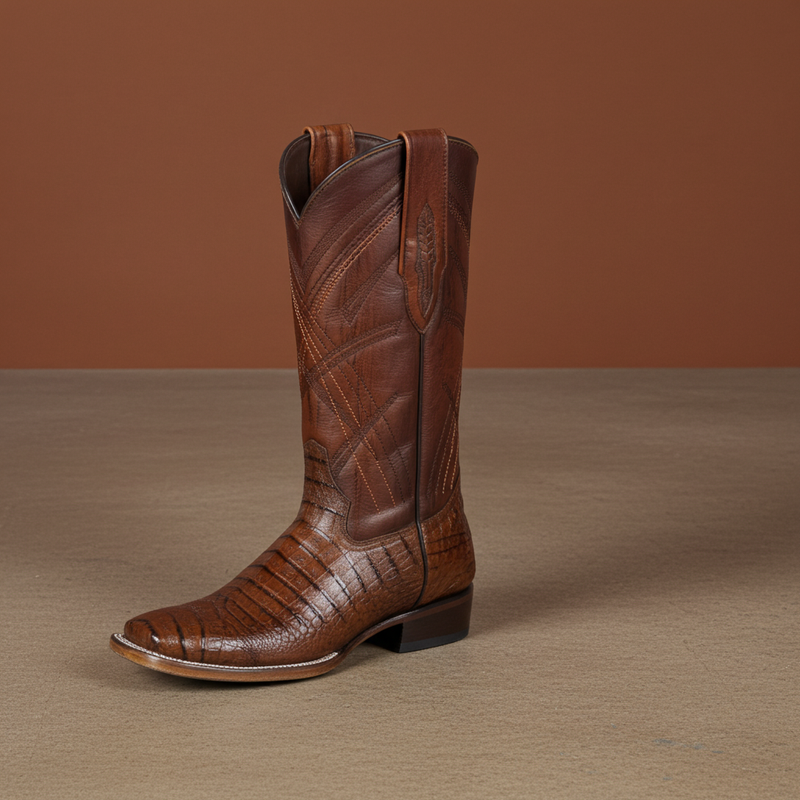 Load image into Gallery viewer, 8008 - RockinLeather Men's Sidney Caiman Square Toe Western Boot
