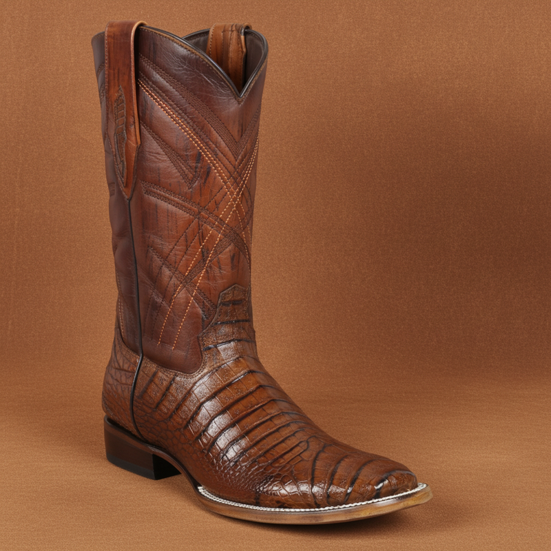 Load image into Gallery viewer, 8008 - RockinLeather Men's Sidney Caiman Square Toe Western Boot
