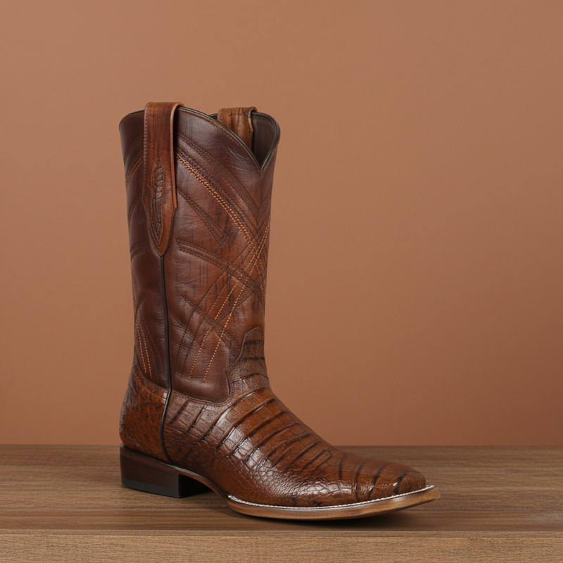 Load image into Gallery viewer, 8008 - RockinLeather Men's Sidney Caiman Square Toe Western Boot
