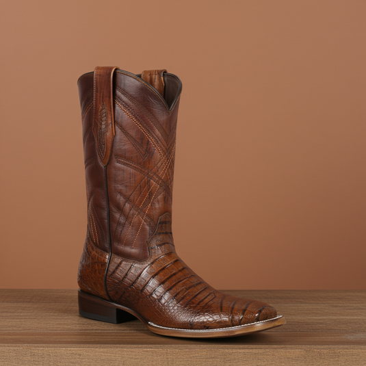 8008 - RockinLeather Men's Sidney Caiman Square Toe Western Boot