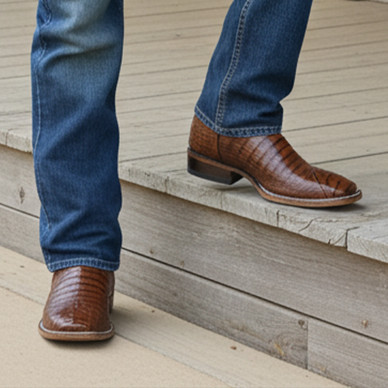 Load image into Gallery viewer, 8008 - RockinLeather Men's Sidney Caiman Square Toe Western Boot

