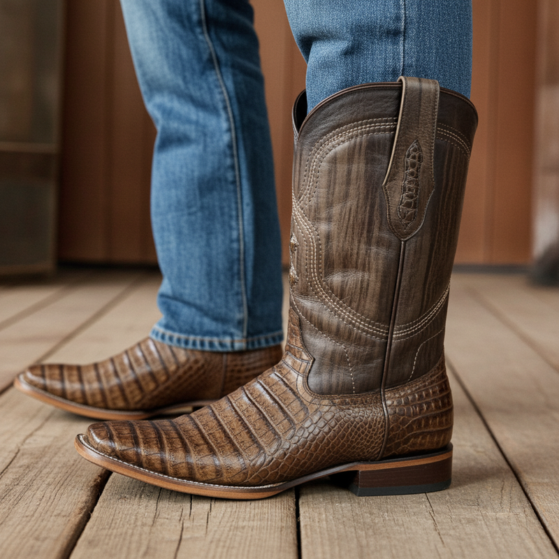 Load image into Gallery viewer, 8009 - RockinLeather Men's West Caiman Square Toe Western Boot
