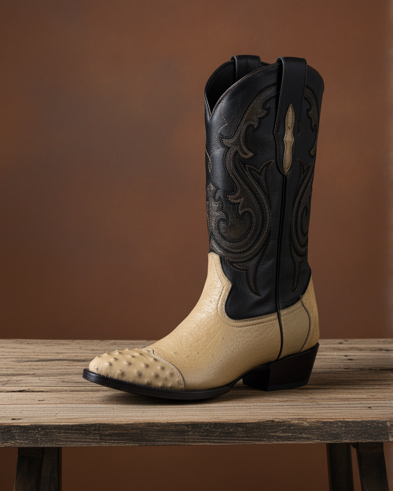Load image into Gallery viewer, 8010 - RockinLeather Men's Orix Smooth Ostrich Pointed Toe Boot w/Full Quill Ostrich Toe
