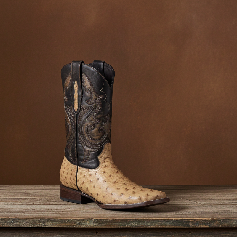 Load image into Gallery viewer, 8011 - RockinLeather Men's Orix Full Quill Ostrich Square Toe Western Boot
