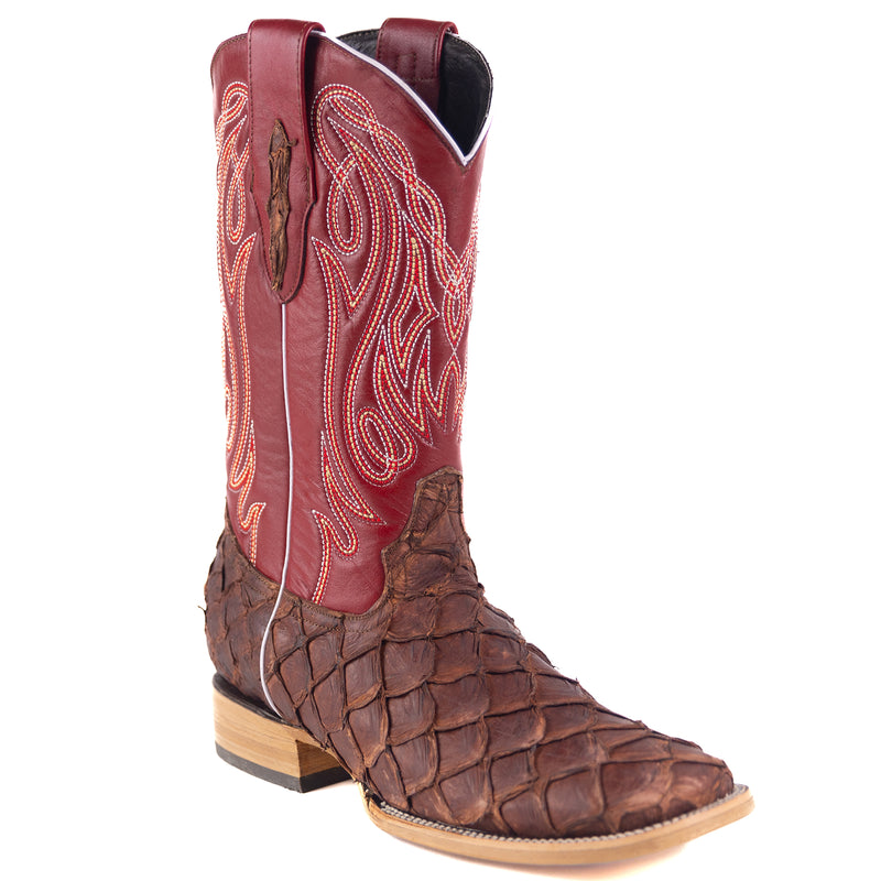 Load image into Gallery viewer, 8018 - RockinLeather Men's Genuine Pirarucu Square Toe Western Boot
