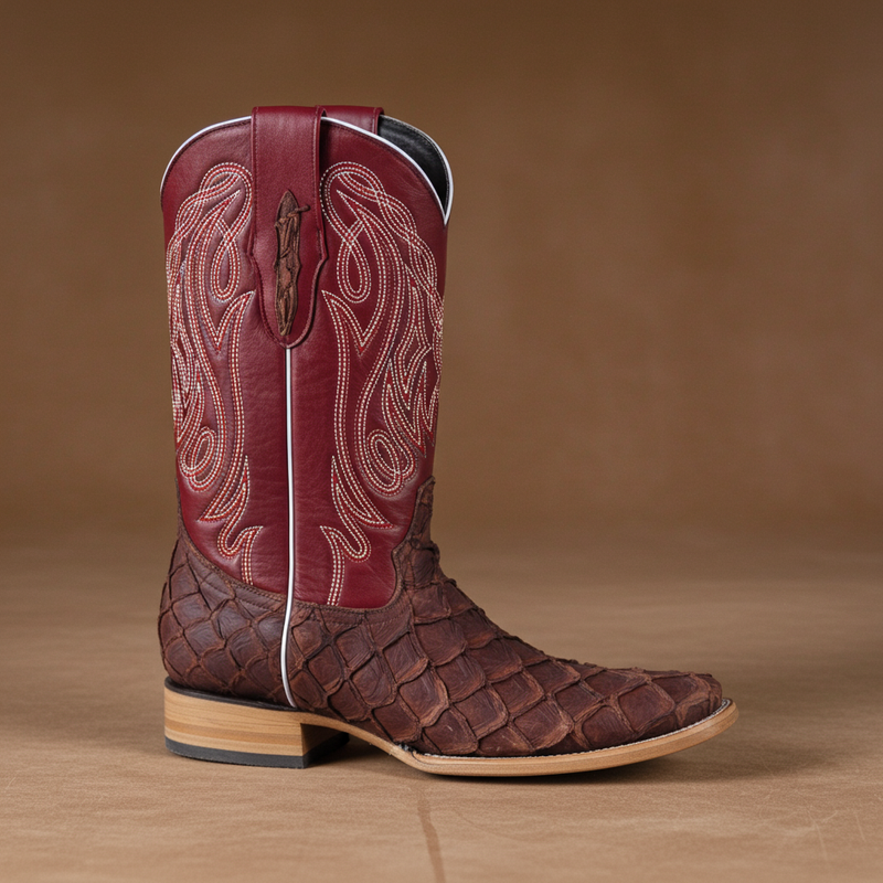 Load image into Gallery viewer, 8018 - RockinLeather Men's Genuine Pirarucu Square Toe Western Boot
