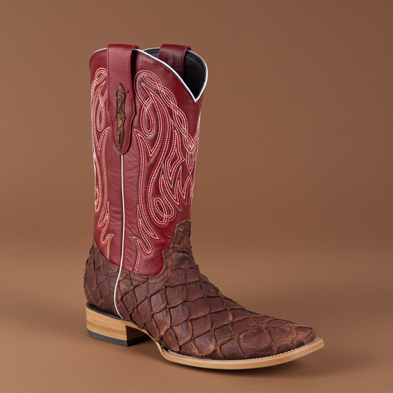 Load image into Gallery viewer, 8018 - RockinLeather Men's Genuine Pirarucu Square Toe Western Boot
