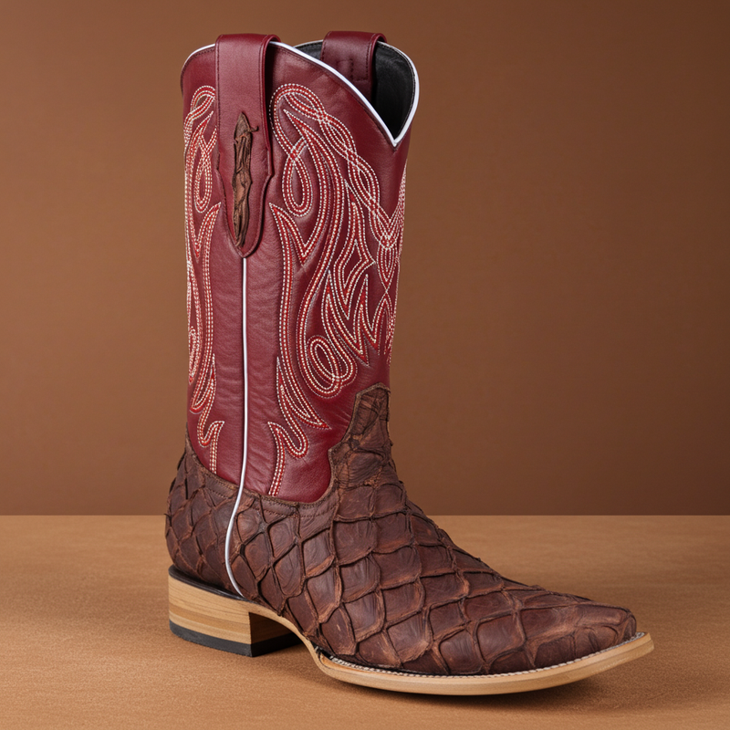 Load image into Gallery viewer, 8018 - RockinLeather Men's Genuine Pirarucu Square Toe Western Boot

