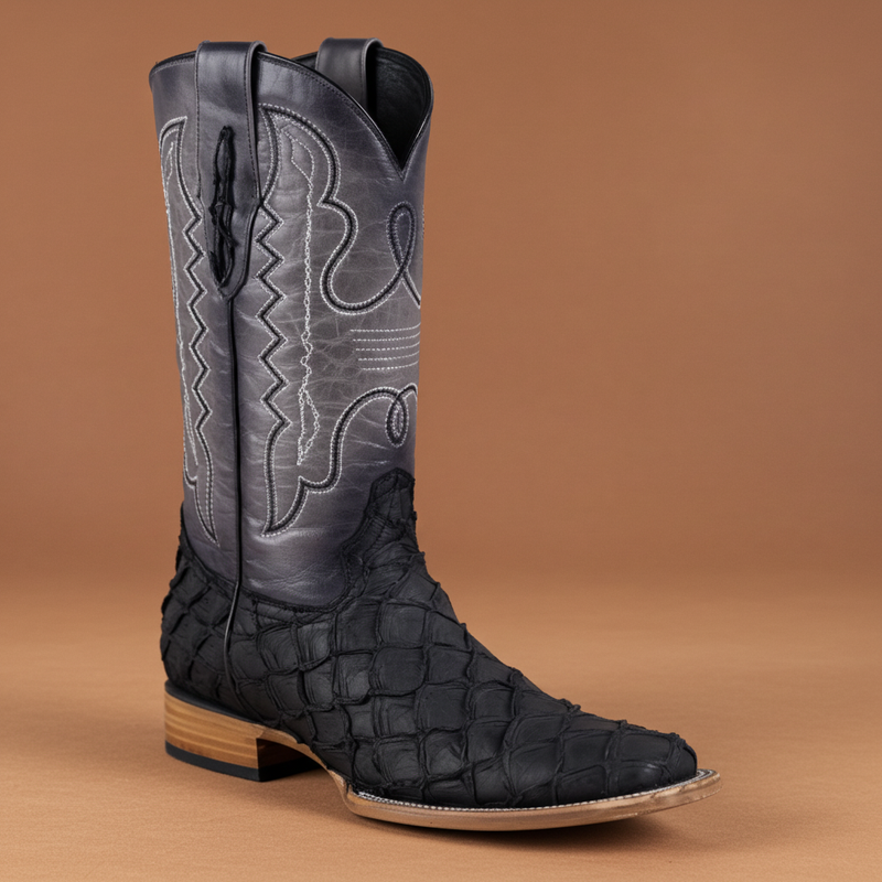 Load image into Gallery viewer, 8019 - RockinLeather Men's Genuine Pirarucu Square Toe Western Boot
