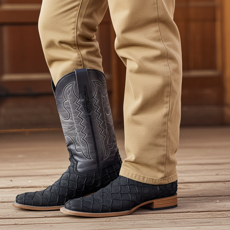 Load image into Gallery viewer, 8019 - RockinLeather Men's Genuine Pirarucu Square Toe Western Boot
