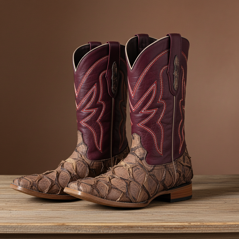 Load image into Gallery viewer, 8020 - RockinLeather Men's Genuine Pirarucu Square Toe Western Boot
