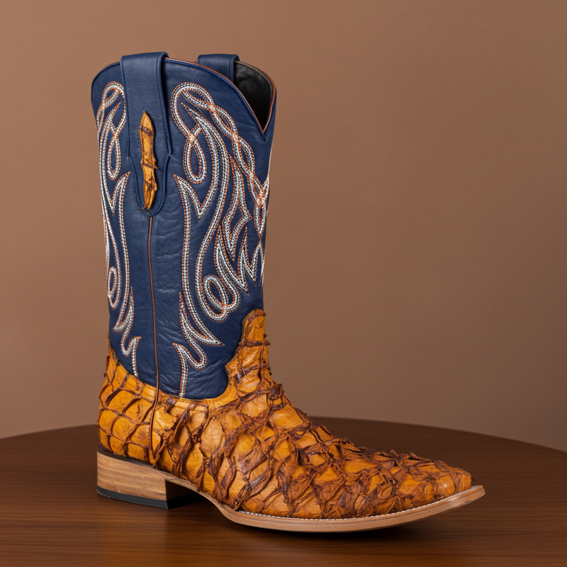 Load image into Gallery viewer, 8021 - RockinLeather Men's Genuine Pirarucu Square Toe Western Boot

