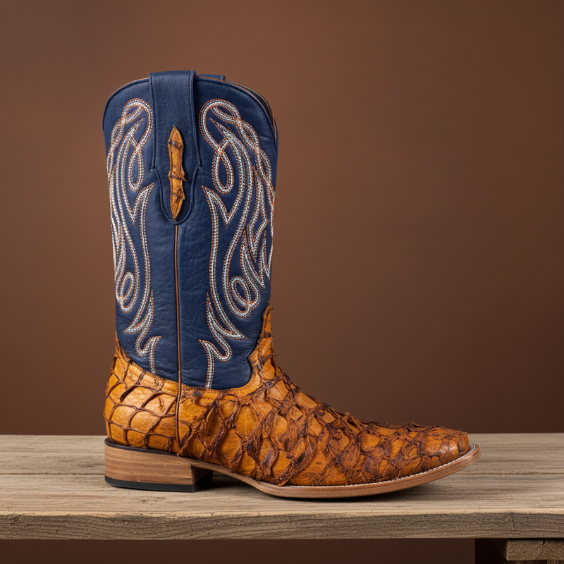 Load image into Gallery viewer, 8021 - RockinLeather Men's Genuine Pirarucu Square Toe Western Boot
