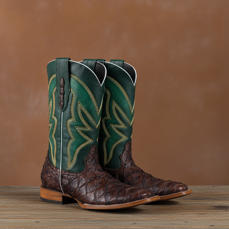 Load image into Gallery viewer, 8022 - RockinLeather Men's Genuine Pirarucu Square Toe Western Boot

