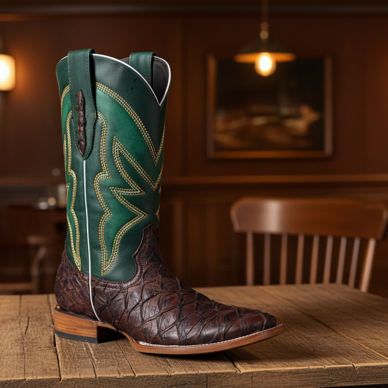 Load image into Gallery viewer, 8022 - RockinLeather Men's Genuine Pirarucu Square Toe Western Boot
