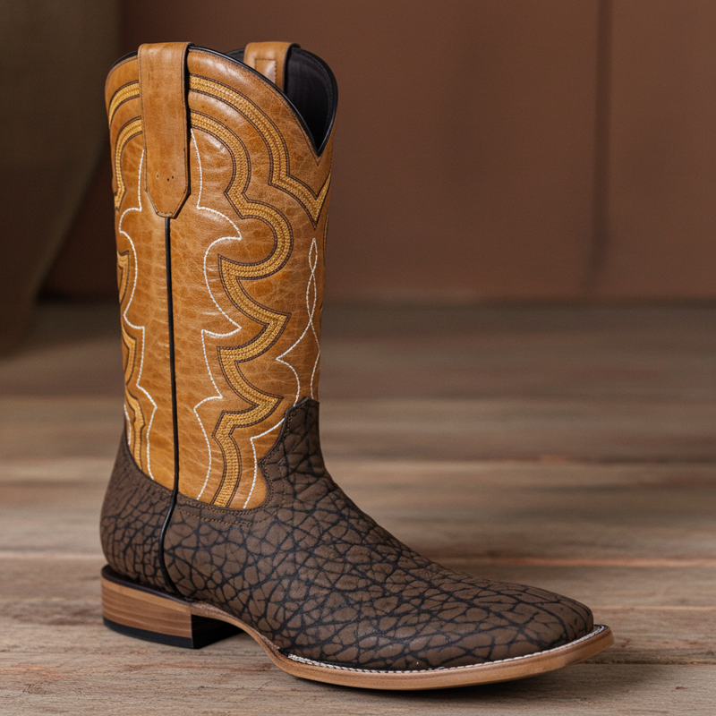Load image into Gallery viewer, 8024 - RockinLeather Men's Chocolate Buffalo Square Toe Western Boot
