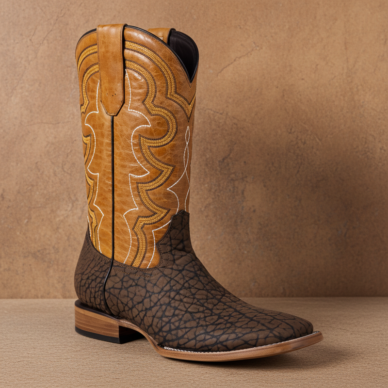 Load image into Gallery viewer, 8024 - RockinLeather Men's Chocolate Buffalo Square Toe Western Boot
