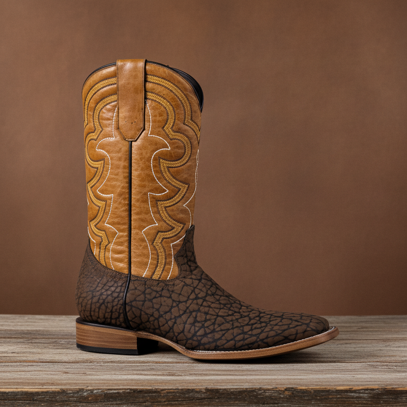 Load image into Gallery viewer, 8024 - RockinLeather Men's Chocolate Buffalo Square Toe Western Boot

