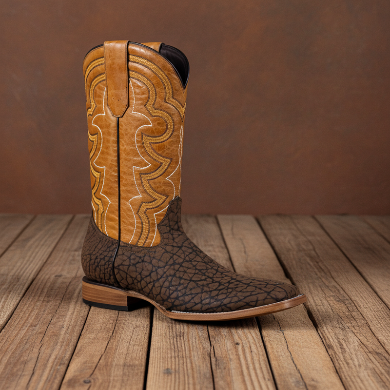 Load image into Gallery viewer, 8024 - RockinLeather Men's Chocolate Buffalo Square Toe Western Boot
