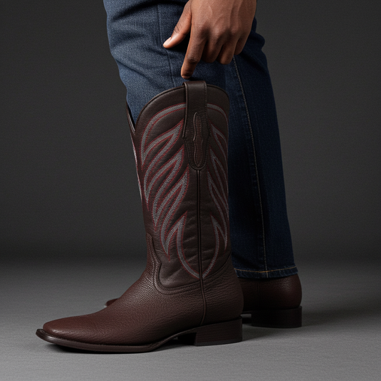 8027 - RockinLeather Men's Black Cherry Genuine Sharkskin Boots