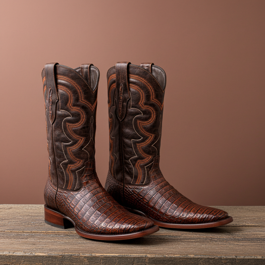 8033 - RockinLeather Men's Caiman Square Toe Western Boot