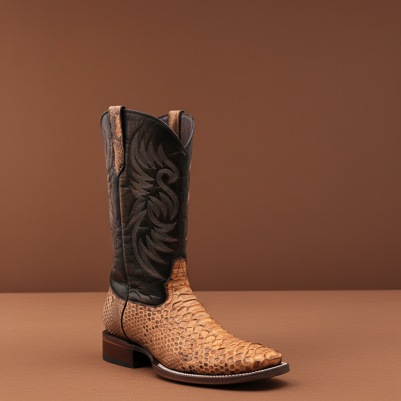 Load image into Gallery viewer, 8036 - RockinLeather Men's Tan Python Square Toe Western Boot
