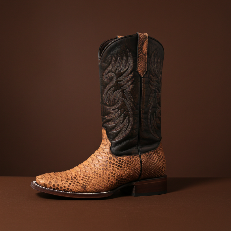 Load image into Gallery viewer, 8036 - RockinLeather Men's Tan Python Square Toe Western Boot
