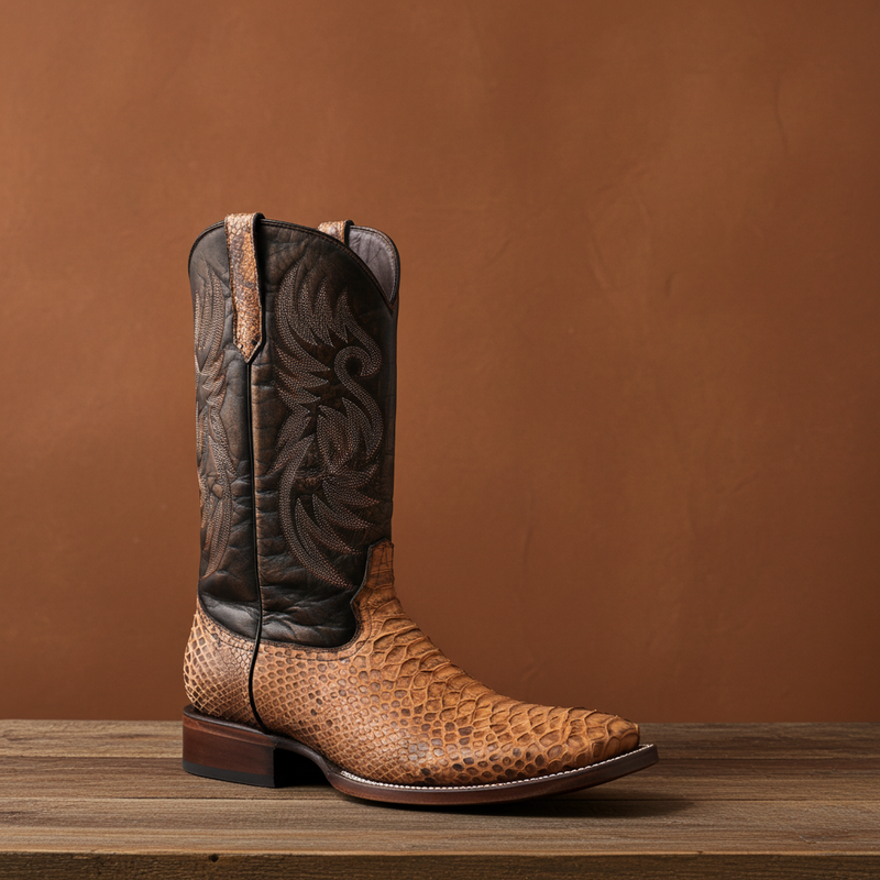 Load image into Gallery viewer, 8036 - RockinLeather Men's Tan Python Square Toe Western Boot
