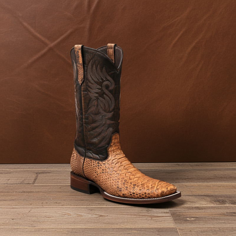 Load image into Gallery viewer, 8036 - RockinLeather Men's Tan Python Square Toe Western Boot
