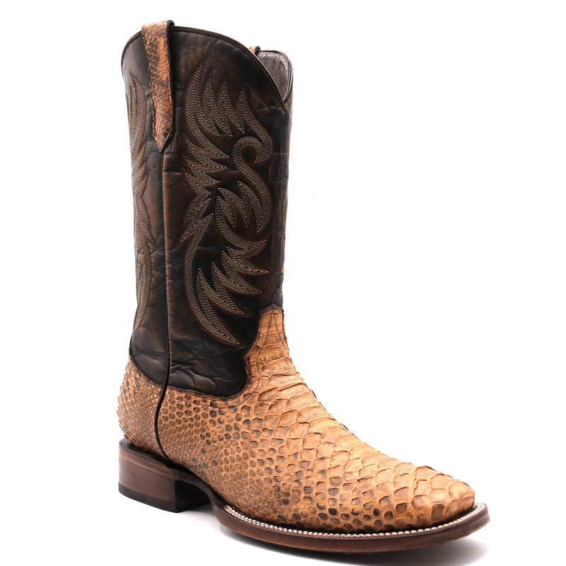 Load image into Gallery viewer, 8036 - RockinLeather Men's Tan Python Square Toe Western Boot
