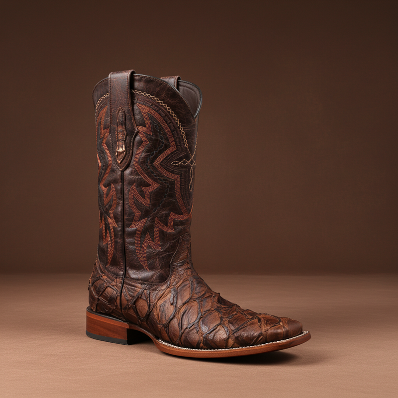Load image into Gallery viewer, 8037 - RockinLeather Men's Genuine Pirarucu Square Toe Western Boot
