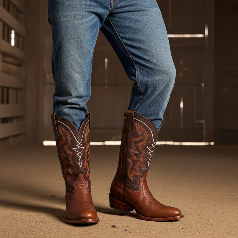 Load image into Gallery viewer, 8039 - RockinLeather Men's Genuine Brown Deer Skin Western Boot
