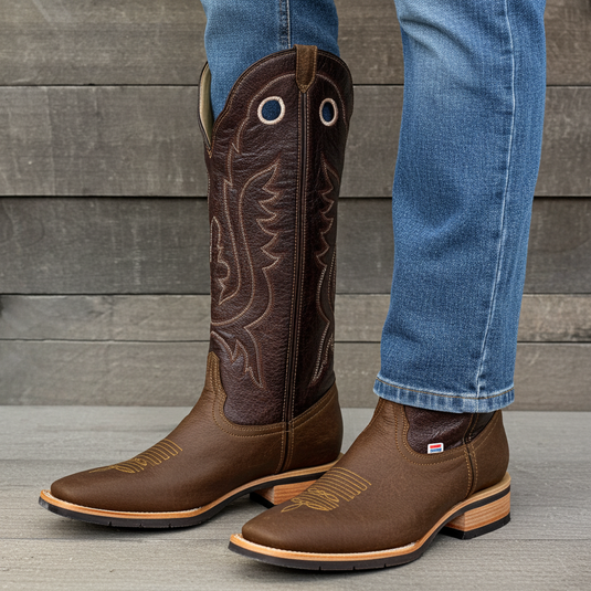 1121 - RockinLeather Men's Buckaroo Distressed Brown Western Boot
